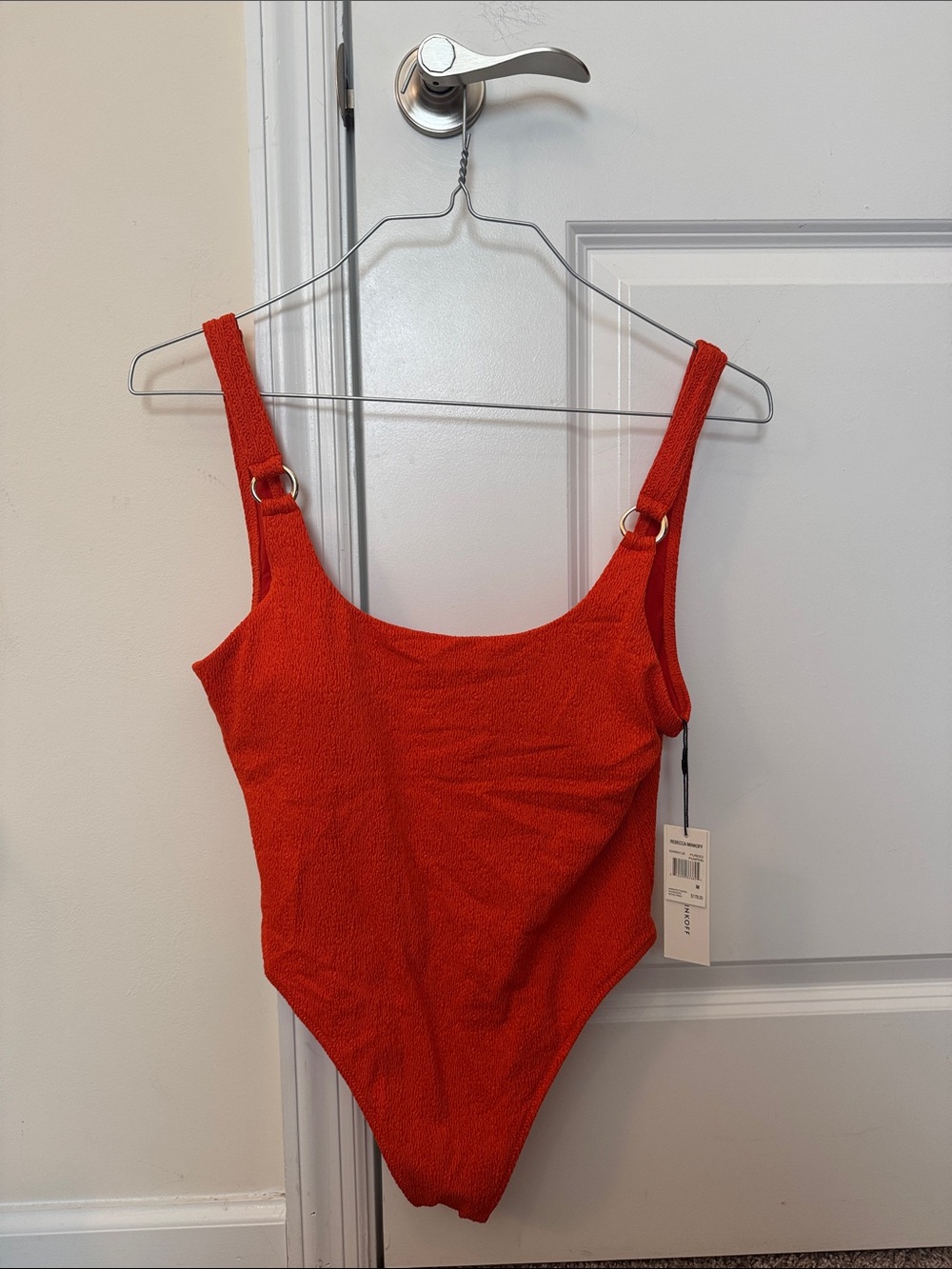 NWT Rebecca Minkoff Pumpkin Textured One Piece w/ Ring Strap Women's Size Medium